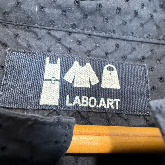 Labo Art Oversized Dress Womens Medium 2 Boxy Eyelet Poplin Shirt Dress Navy Dot - Picture 9 of 13